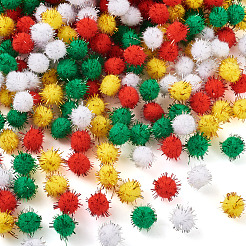400 stücke 4 farben weihnachten handgemachte diy puppe handwerk pom pom garn pom pom bälle&nbsp;AJEW-TA0003-32