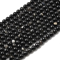 Натуральный черный турмалин бисер нитей&nbsp;X-G-F666-05-6mm