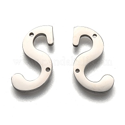 変色しない304ステンレススチールリンクコネクター  文字L  個性的名前のネックレスの作成  文字.s  19x10x1.5mm  穴：0.9mm&nbsp;STAS-Y006-60P-S