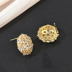 ドーム型の真鍮と透明なキュービックジルコニアのボールスタッドピアス  女性のための  18KGP本金メッキ  17.5mm&nbsp;KK-CBA36A2-07G