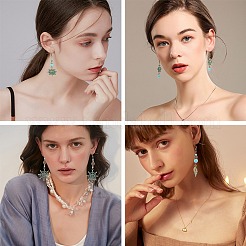 レトロなオーシャンスタイルのDIYイヤリング作成キット202個  合金ビーズ＆ペンダント＆ビーズキャップを含む  合成ターコイズ  淡水シェルペンダント  真鍮のピアスフック  鉄パーツ  アンティークブロンズ＆ブルーパティナ&nbsp;DIY-SC0014-91