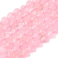 Сердце природного розовый кварц бисер пряди X-G-G632-01