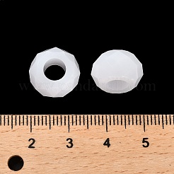 レジンヨーロピアンビーズ  大穴ビーズ  多面カット  ロンデル  ホワイト  13.5x8mm  穴：5.5mm&nbsp;RESI-B020-06A