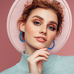 9 пара двухцветных сверкающих серег-колец из смолы с литой шпилькой для женщин&nbsp;EJEW-FI0002-13