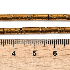 電気メッキされた天然溶岩岩ビーズ連売り  コラム  黄金メッキ  9x3mm  穴：1mm  約43個/連  15.75''（40センチメートル）&nbsp;G-K388-03A-01