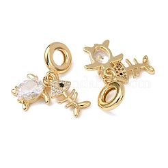Anhänger aus ozeanmessingfarbenem Pavé mit klaren Zirkonia im europäischen Stil&nbsp;KK-H278-03G-04