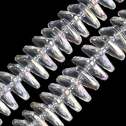 電気メッキガラスビーズセット  三角形  ABカラーメッキ  透明  9x15.5~16x2.8~3mm  穴：1mm  約119~131個/連  24.21''~24.41''（61.5~62センチメートル）&nbsp;GLAA-K061-04A-AB01