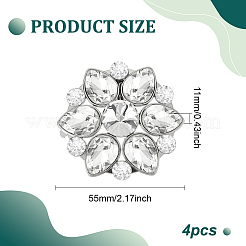 4 шт. цветочный сплав со стеклянными зажимами для обуви со стразами&nbsp;AJEW-FG0003-64D