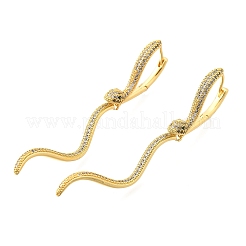 Серьги-кольца в форме змеи из латуни с прозрачным кубическим цирконием EJEW-C147-07G