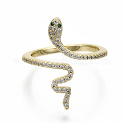 Латунные кольца из манжеты с прозрачным цирконием&nbsp;LS-RJEW-S045-046G-NR