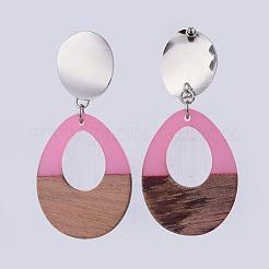 Pendientes de resina y madera.&nbsp;EJEW-JE03023-01