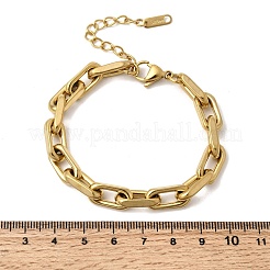 Браслеты-цепочки с прямоугольными кольцами из нержавеющей стали 304 для женщин&nbsp;LS-BJEW-A152-02G