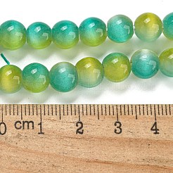 キャッツアイビーズ連売り  ラウンド  グリーン  8mm  穴：0.8~0.9mm  約50個/連  14.29''~14.69''（36.3~37.3センチメートル）&nbsp;G-K378-A02-01
