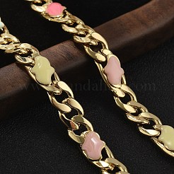 Браслеты из латунных эмалевых звеньев для женщин BJEW-B125-06G