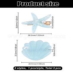 1 комплект пластиковых заколок для волос в виде крокодиловой кожи в виде морской звезды и ракушки&nbsp;PHAR-LP0001-09