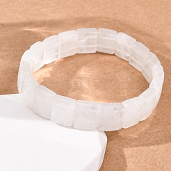 天然水晶ファセットビーズストレッチブレスレット（女性用）  長方形  ビーズ：13x11x5~5.5mm  内径：2.32インチ（5.9cm）&nbsp;BJEW-K251-08K