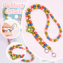 2 шт. 2 круглых пластиковых ремешка для кошелька с бусинами AJEW-PH0018-22