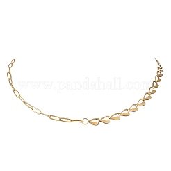 2 collana a catena mista con maglie a cuore in acciaio inossidabile 304&nbsp;NJEW-JN05965