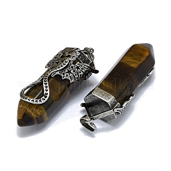 Большие подвески с граненой заостренной пулей и натуральным тигровым глазом&nbsp;G-Q165-02AS-04