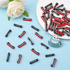鉄製ピン付きプラスチック製安全粘着バックバーピン  ID名札やクラフト用の長方形  ブラック  22x5x6mm  ピン：0.5mm&nbsp;KY-WH0005-A-01