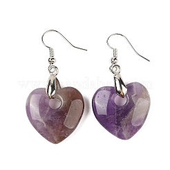 Серьги с подвесками из натурального аметиста&nbsp;EJEW-F343-D09