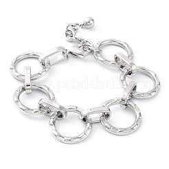 女性用304ステンレススチールブレスレット  ラウンド  ステンレス鋼色  8-1/2インチ（21.5cm）  ラウンド：20mm&nbsp;BJEW-U009-03P