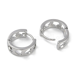 Полые латунные серьги-кольца в форме сердца EJEW-L292-014P