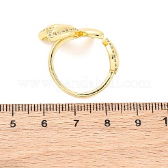 Латунные кольца-манжеты с микропаве и прозрачным цирконием для женщин&nbsp;RJEW-U047-20G