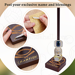 Baseball-Thema Kokosnuss braun Holz Ring Veranstalter Display steht&nbsp;RDIS-OC0001-06