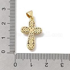 Pendentifs croix en laiton micro pavé de zircone cubique transparente&nbsp;KK-D431-042G