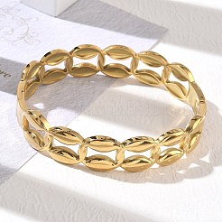 304ステンレススチール製ヒンジ付きカフバングル  ラウンド  18KGP本金メッキ  内径：1.97インチ（5cm）x2.36インチ（6cm）&nbsp;SA-CBAB92B-06G