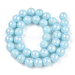 Chapelets de perles en verre opaque électrolytique&nbsp;GLAA-T032-P8mm-AB10