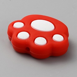 Экологически чистые силиконовые фокусные бусины с принтом кошачьей лапы&nbsp;LS-SIL-WH0012-040A