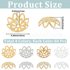 240 pièce de 4 couleurs de capuchons de perles fantaisie en laiton&nbsp;KK-PA0001-27
