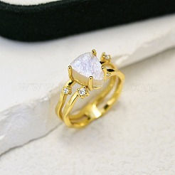 Dreieck 925 Sterling Silber mit natürlichen Mondstein Fingerringe&nbsp;FS-WGDF753-07