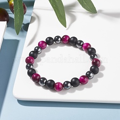 Bracelets extensibles en perles de pierre rondes&nbsp;BJEW-JB07259-04