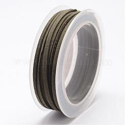 スエード調コード  フェイクレース  ダークオリーブグリーン  3x1.5mm  約5.46ヤード（5m）/ロール&nbsp;LW-D009-20