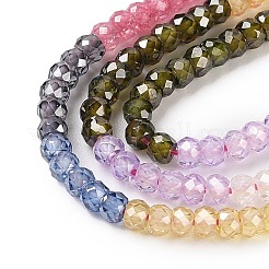透明なグラデーションカラーのキュービックジルコニア連  セグメント化されたマルチカラービーズ  多面カット  ロンデル  カラフル  3x2mm  穴：0.6mm  1個/連について  200（15.79''センチメートル）&nbsp;ZIRC-NH0002-01L
