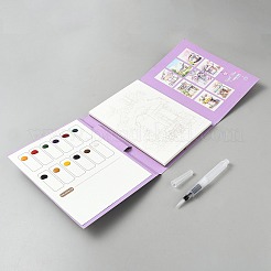 水彩画キット  顔料入り  DIY描画用のスケッチ用紙とブラシ  花  185x144x12mm&nbsp;AJEW-WH20130-206A