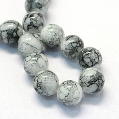 Chapelets de perles en verre rondes verre imprimés&nbsp;DGLA-Q019-8mm-42