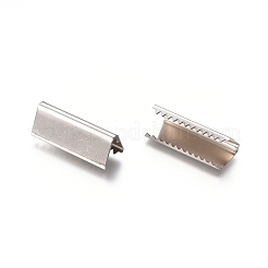 アイアン製カシメリボン止めエンドパーツ  圧着端のパーツ  プラチナ  6.8x25mm&nbsp;IFIN-WH0051-80-P