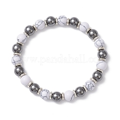 Браслеты из немагнитных синтетических бусин гематита и говлита для женщин&nbsp;BJEW-JB12830