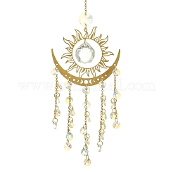 Atrapasueños de sol y luna de latón y acero inoxidable 304&nbsp;HJEW-JM05013
