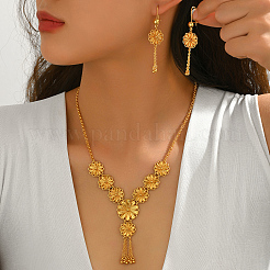 Set di orecchini e collane con nappe a forma di fiore in ottone per donna&nbsp;PY1515