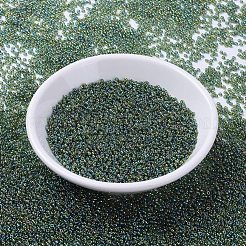 MIYUKIラウンドロカイユビーズ  日本製シードビーズ  （rr288)透明オリーブグリーンab  11/0  2x1.3mm  穴：0.8mm  約1100PCS /ボトル  10 G /ボトル&nbsp;SEED-JP0008-RR0288