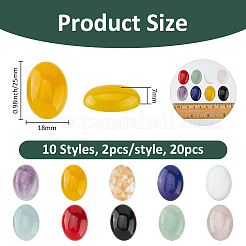 20 шт. 10 стиля кабошонов из натуральных и синтетических смешанных драгоценных камней G-FH0002-56