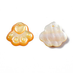 ナチュラルイエローシェルチャーム  犬の足  12~13x13~14x2~3mm  穴：0.9mm&nbsp;SSHEL-S258-98B