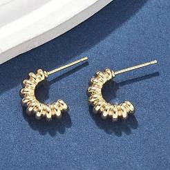 C-образные латунные серьги-гвоздики EJEW-D320-11G