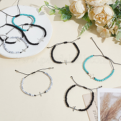 24 шт. браслеты из нержавеющей стали 4 цветов с перекрестными связями&nbsp;BJEW-GO0001-31