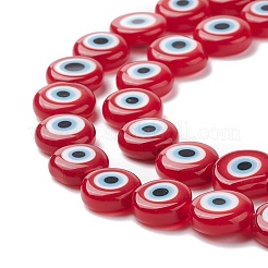 Ручной сглаза Lampwork плоские круглые пряди шарик&nbsp;LAMP-L058-10mm-21